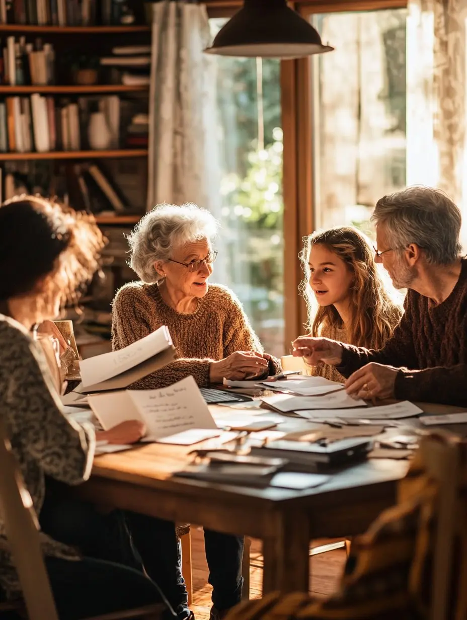 Family discussing philanthropy